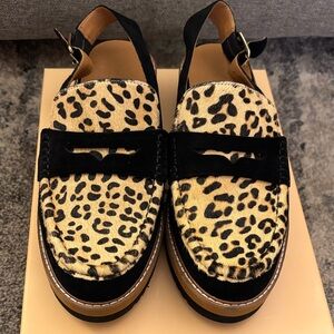 Chic Leopard Print Loafers with Black Trim